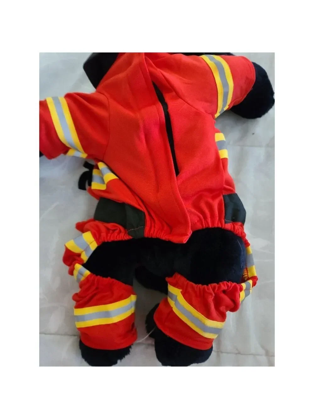 Dog Firefighter Costume, Reflective Red & Black, M
